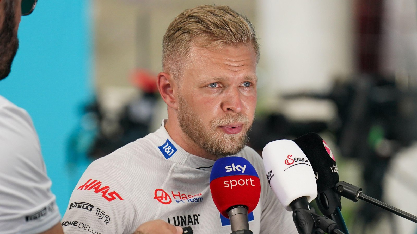 Kevin Magnussen breathing out. Miami, May 2022.