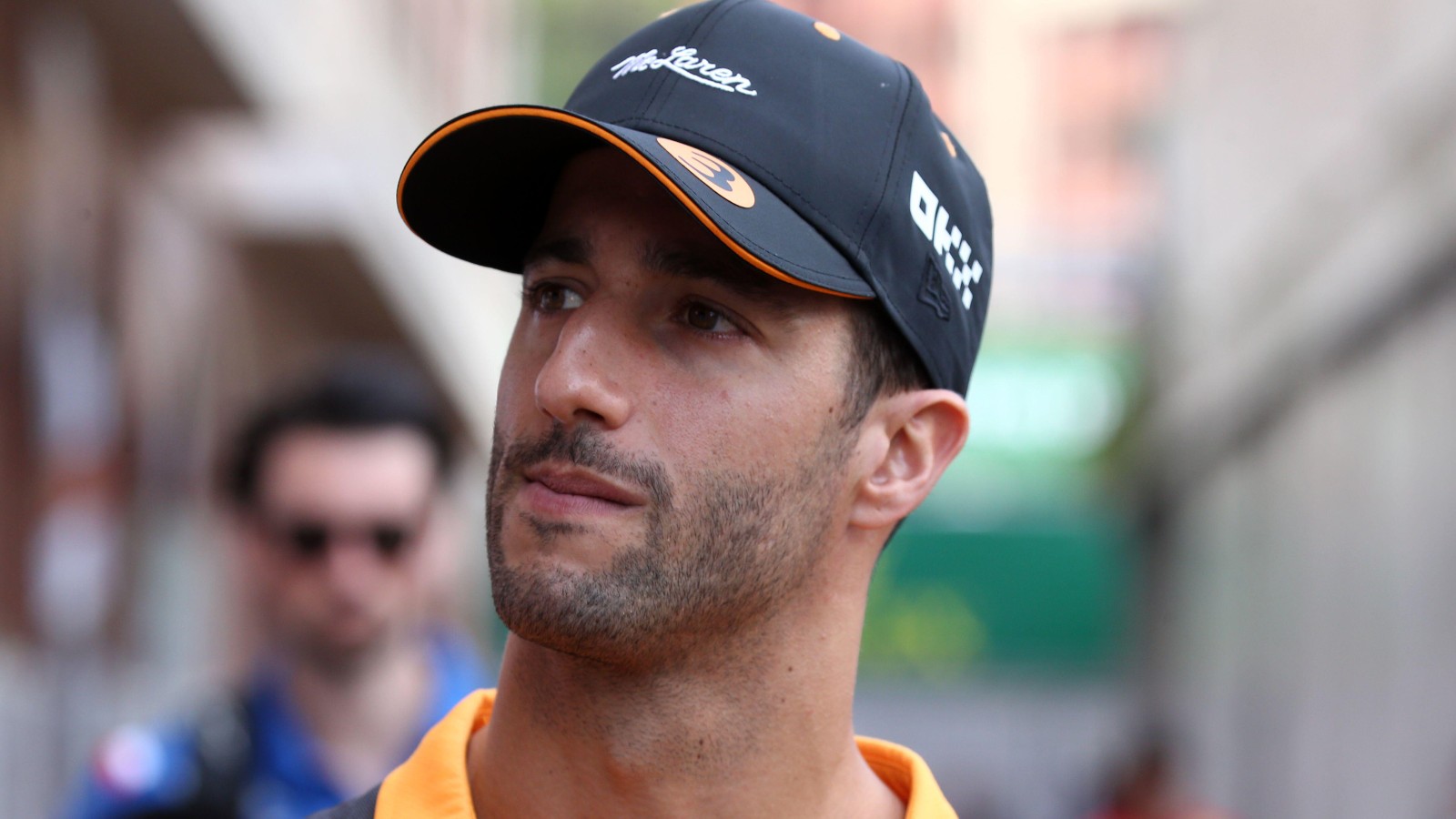 Daniel Ricciardo, McLaren, looking serious. Monaco, May 2022.