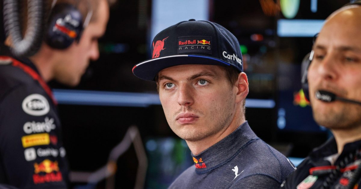 A stern expression from Max Verstappen, Red Bull. Azerbaijan, June 2022.