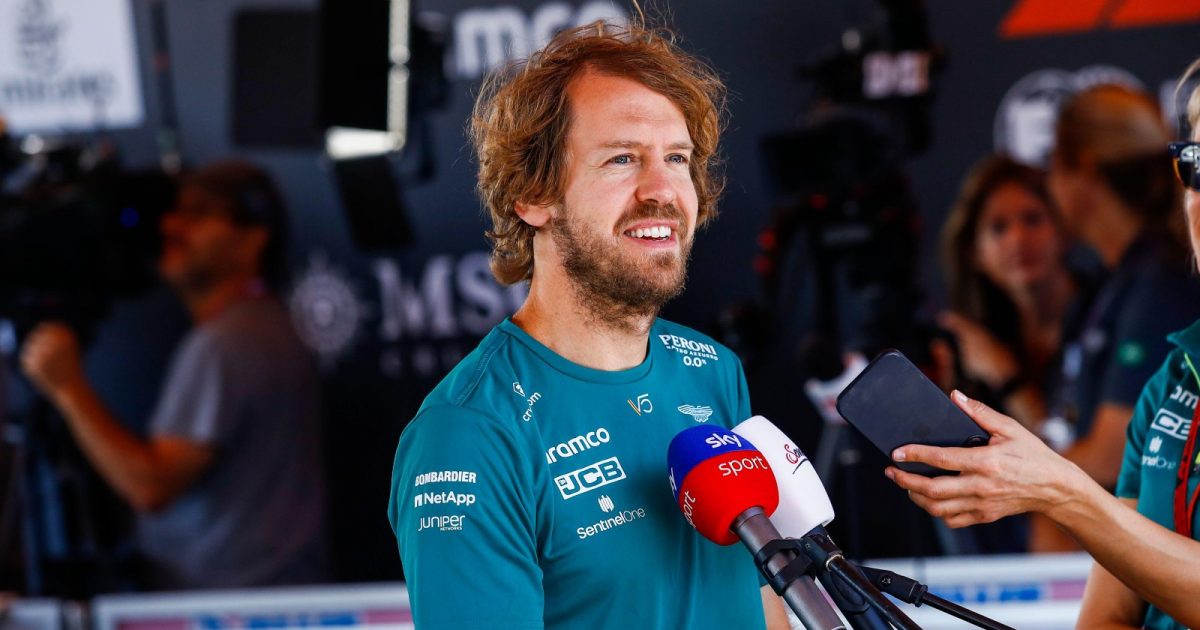 Sebastian Vettel smiles whilst answering a question. Baku, June 2022.