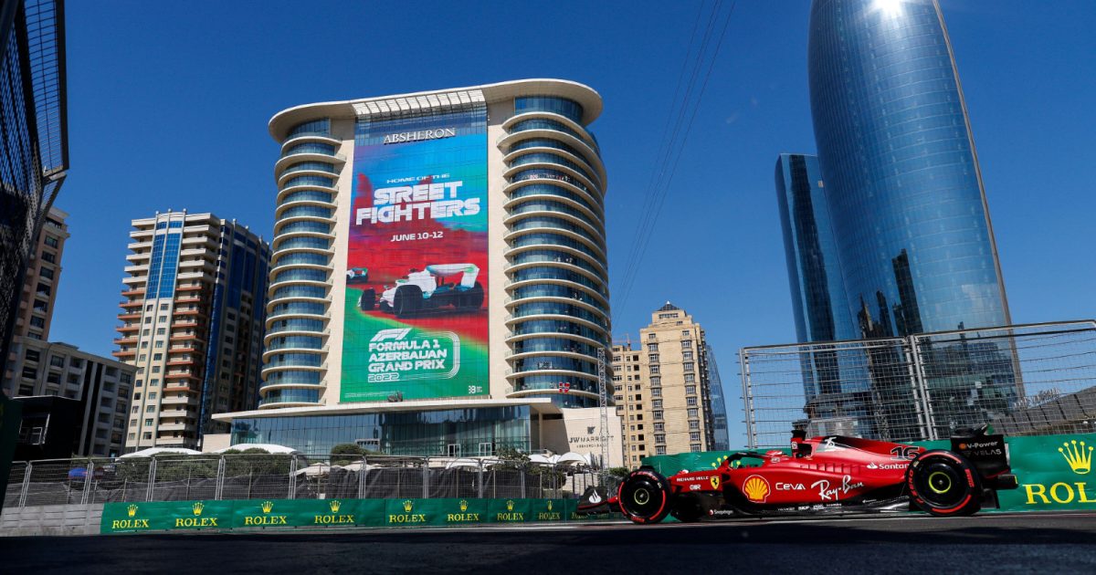 Ferrari's Charles Leclerc drives in qualifying for the Azerbaijan Grand Prix. Baku, June 2022.