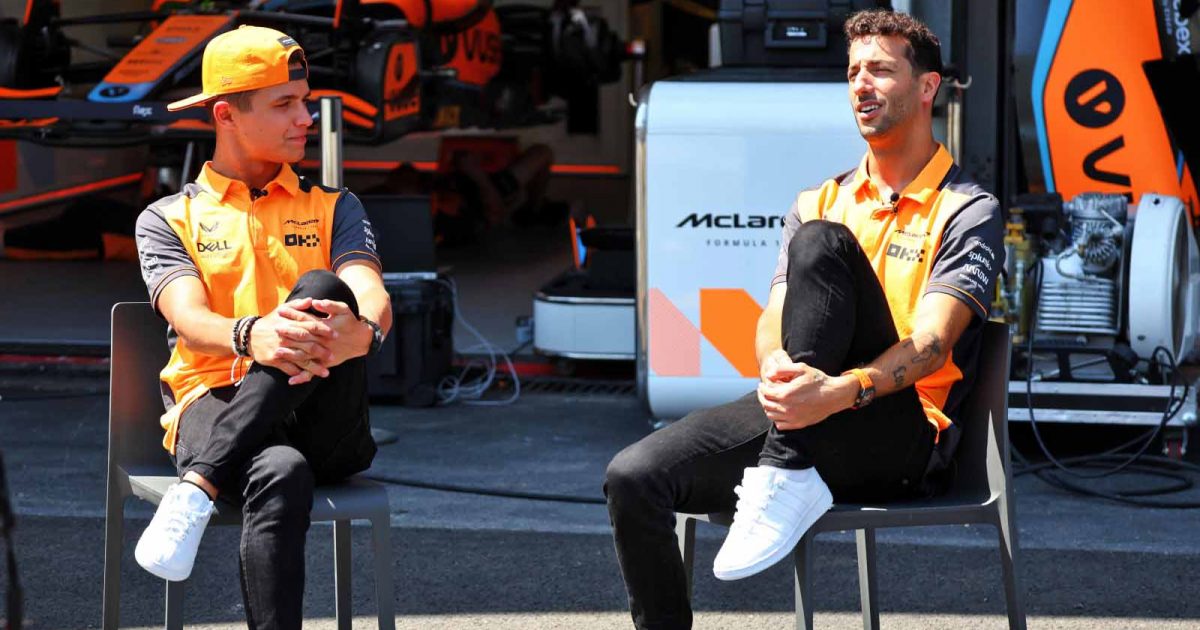 McLaren pair Lando Norris and Daniel Ricciardo. Baku June 2022.