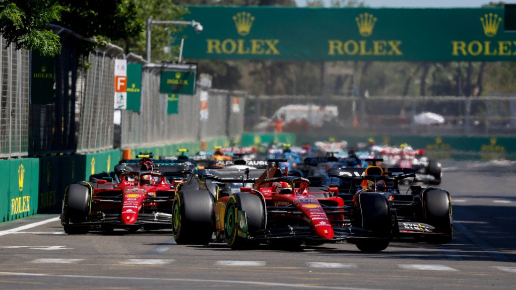 Ferrari's Charles Leclerc leads the the Azerbaijan Grand Prix.