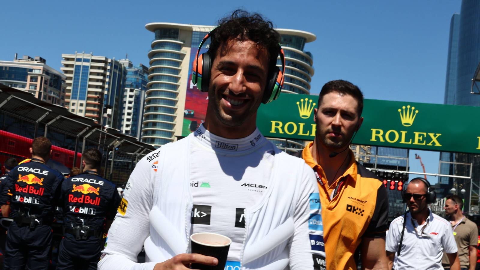 Daniel Ricciardo on the grid before the Azerbaijan GP. Baku June 2022.