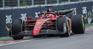 Charles Leclerc, Ferrari, close to the wall. Canada, June 2022.