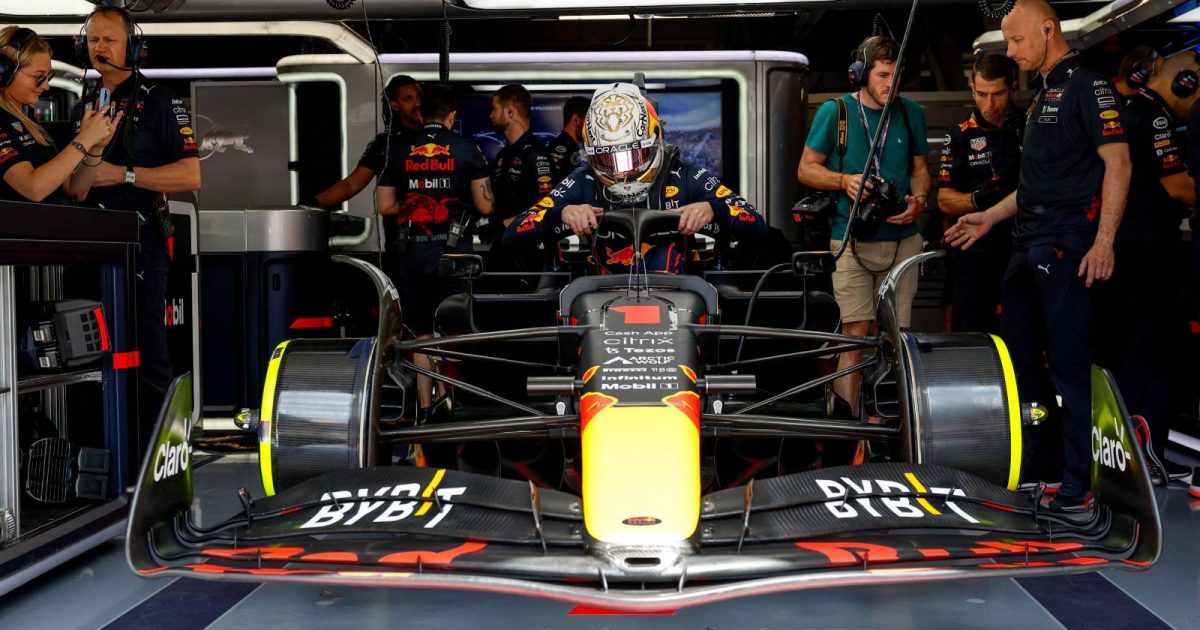 Max Verstappen inside the Red Bull RB18 in the garage. Canada, June 2022.
