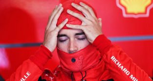 Charles Leclerc adjusts his balaclava in the garage. Montreal June 2022