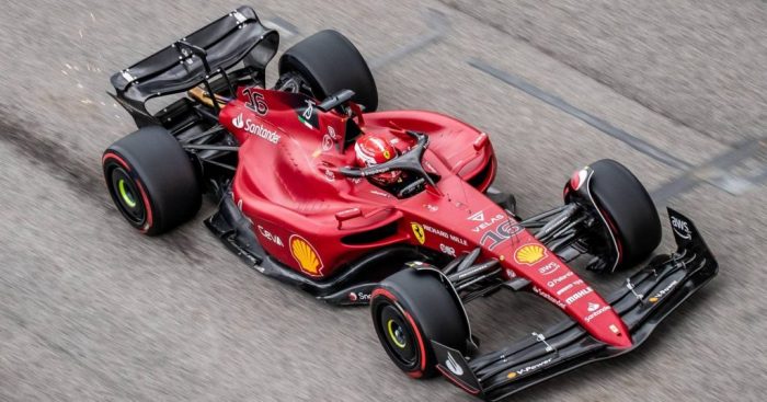Aerial shot of Charles Leclerc in action. Italy April 2022