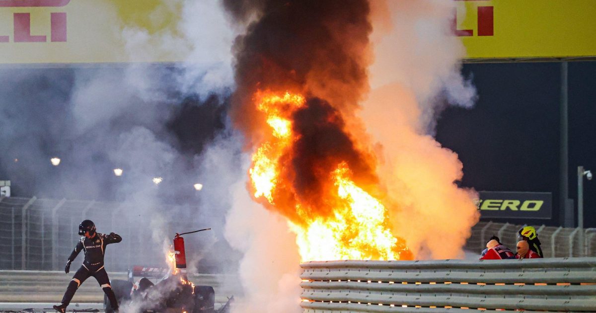 Romain Grosjean's crash in Bahrain. Bahrain, November 2020.