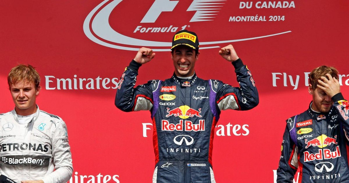 Daniel Ricciardo celebrates. Montreal, June 2014.