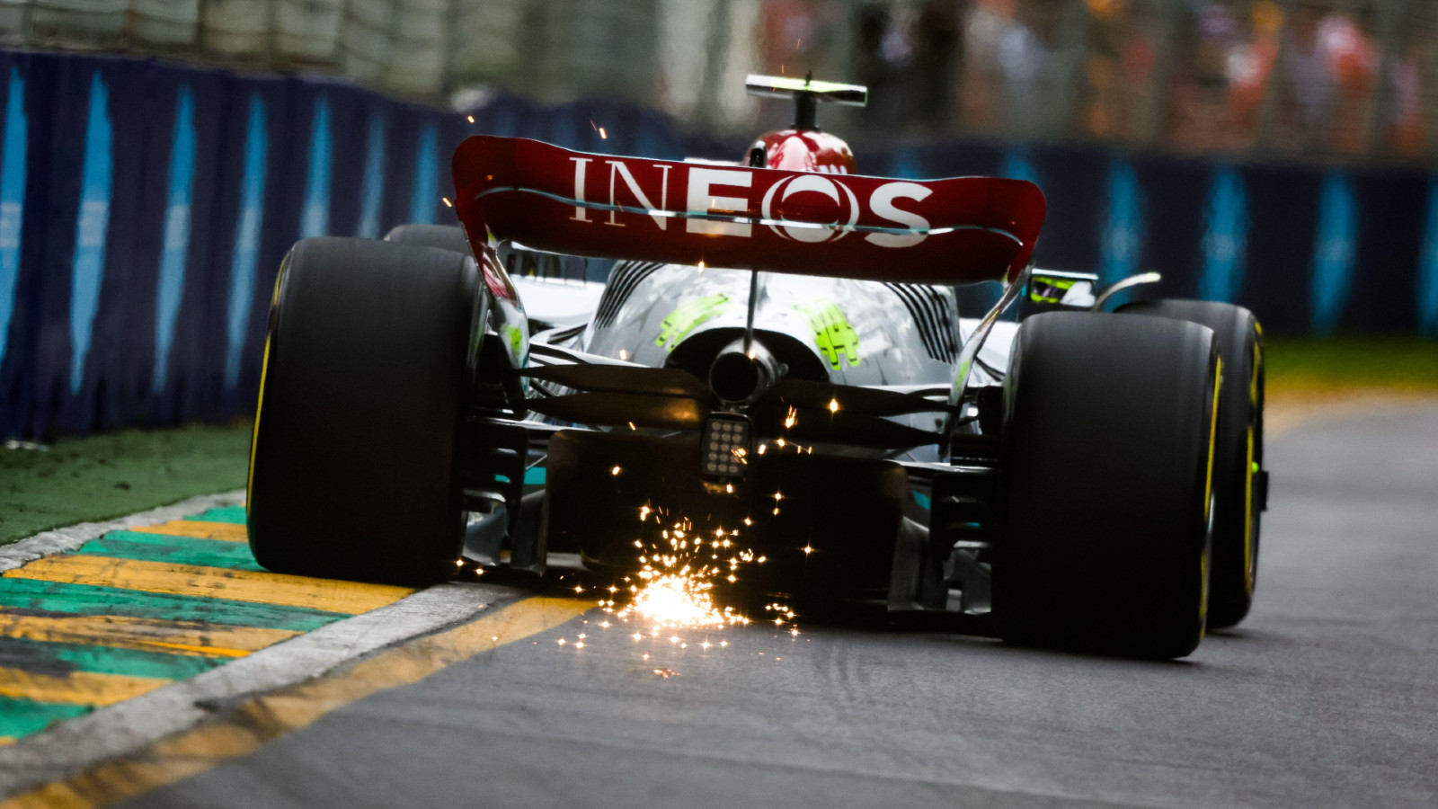 Mercedes' Lewis Hamilton porpoising at the Australian Grand Prix. Melbourne, April 2022.