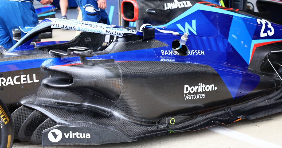 Alexander Albon updated floor and sidepod for Silverstone. Britain July 2022