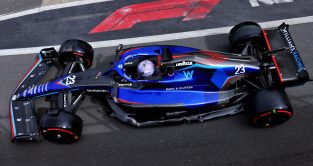 Alex Albon in the revised Williams FW44. Silverstone July 2022