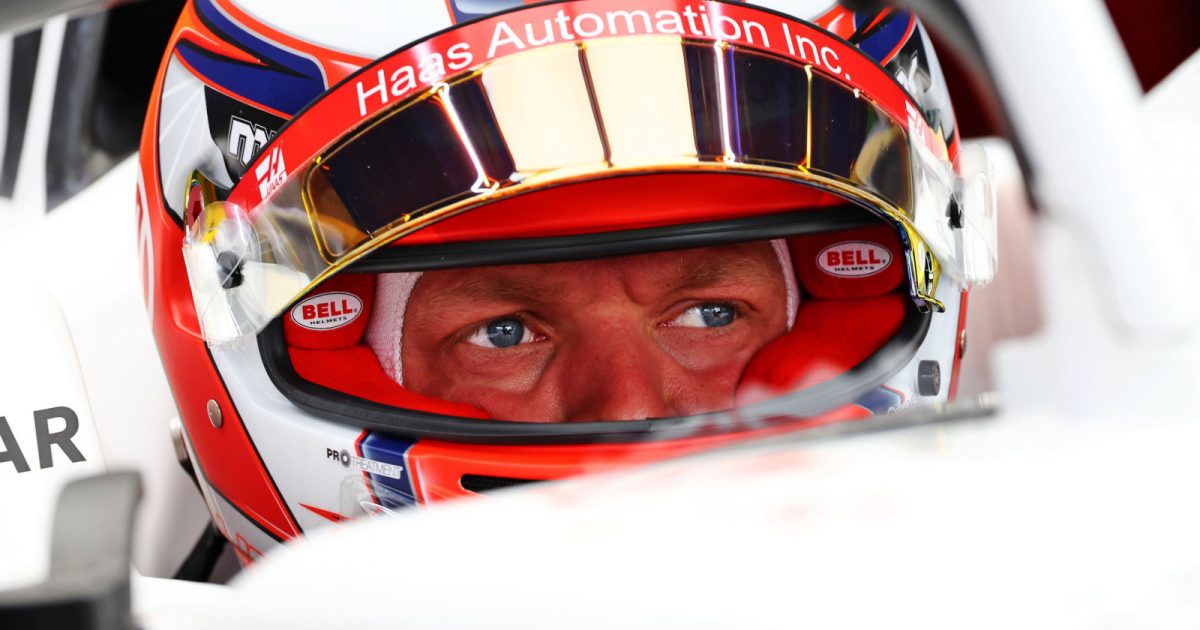 Kevin Magnussen up close with his visor raised. Silverstone July 2022