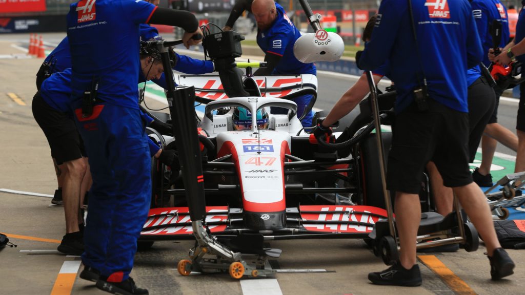 Mick Schumacher pulls into the pits. Silverstone July 2022