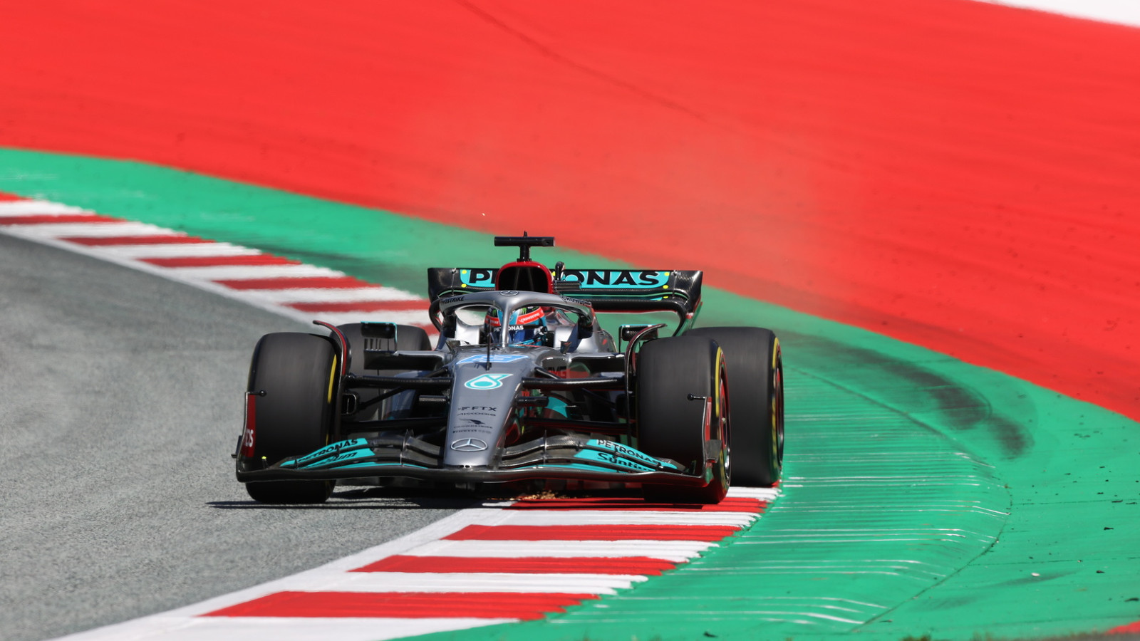 Mercedes' George Russell on track at the Austrian Grand Prix. Spielberg, July 2022. F1 Qualifying results