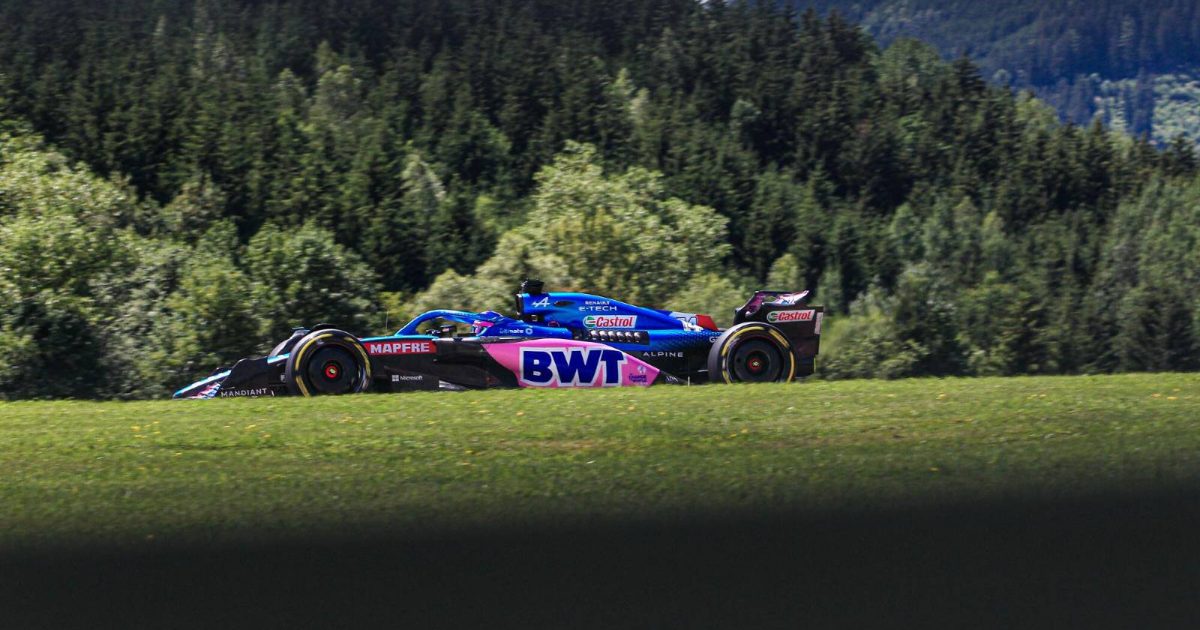 Fernando Alonso's Alpine at the Austrian GP. Red Bull Ring July 2022.