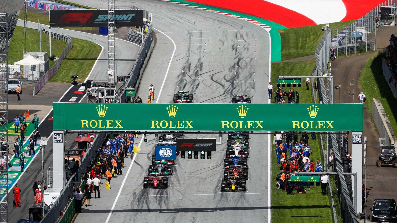 Grid for the FIA Formula 1 Austrian GP sprint. Red Bull Ring July 2022.