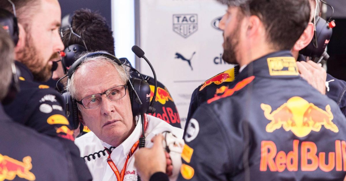 Helmut Marko staring at Daniel Ricciardo. Barcelona May 2017.
