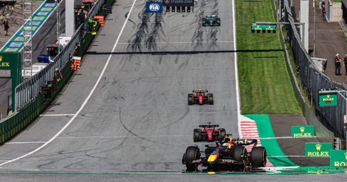 Max Verstappen领导Sprint资格获得奥地利GP。红牛戒指2022年7月。