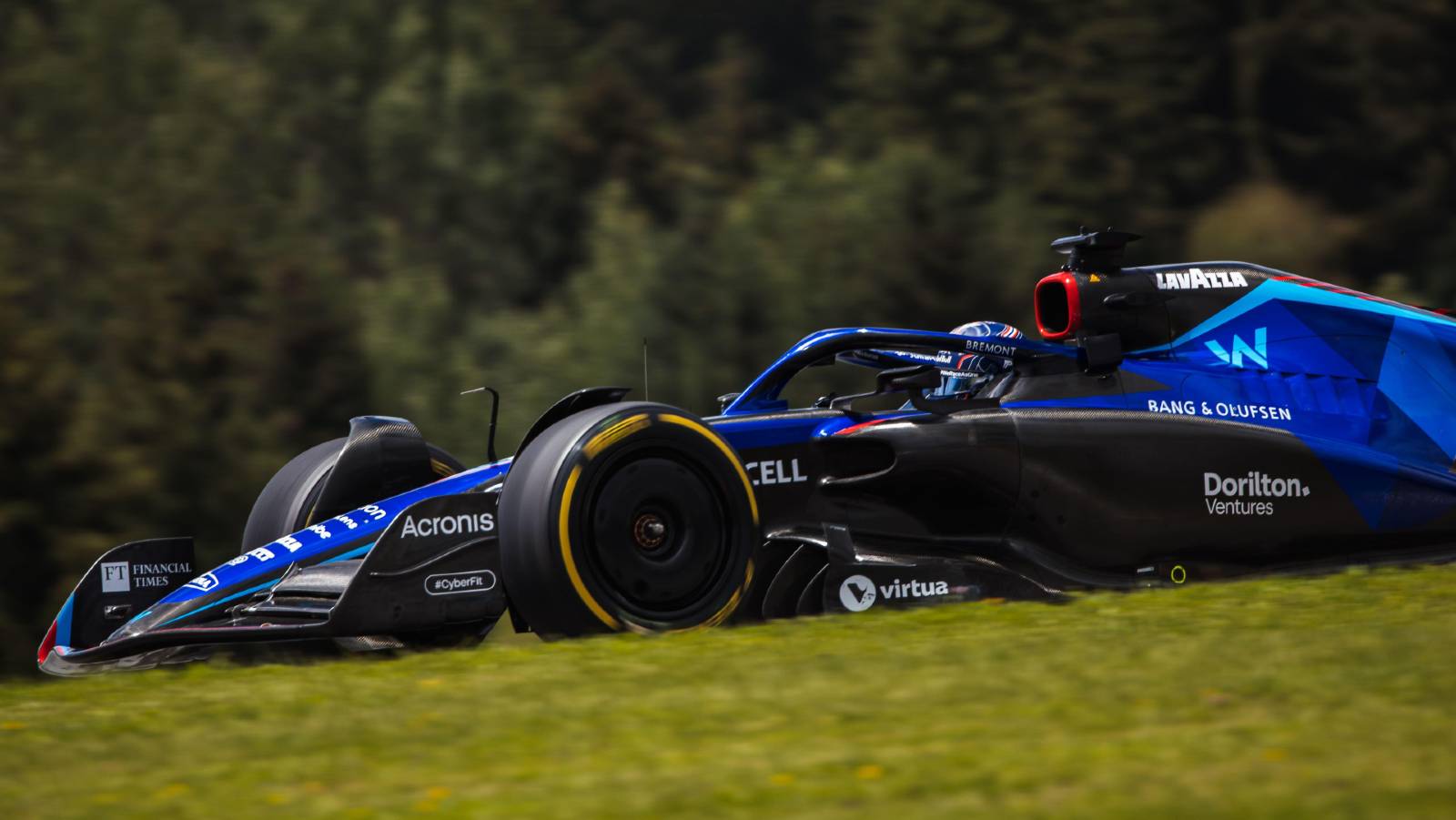 Side view of Alex Albon's Williams. Red Bull Ring July 2022.