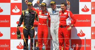Kimi Raikkonen, Fernando Alonso and Michael Schumacher. Valencia 2012.