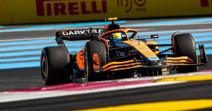 Lando Norris driving the McLaren MCL36 in practice. France July 2022