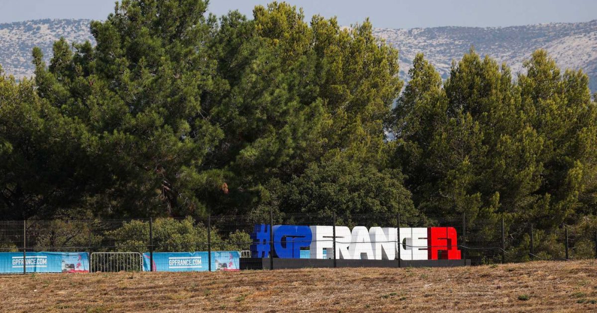 A social media hashtag sign at Paul Ricard. France, July 2022.