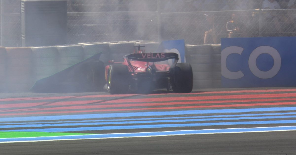 Charles Leclerc, Ferrari, crashes out. France, July 2022.
