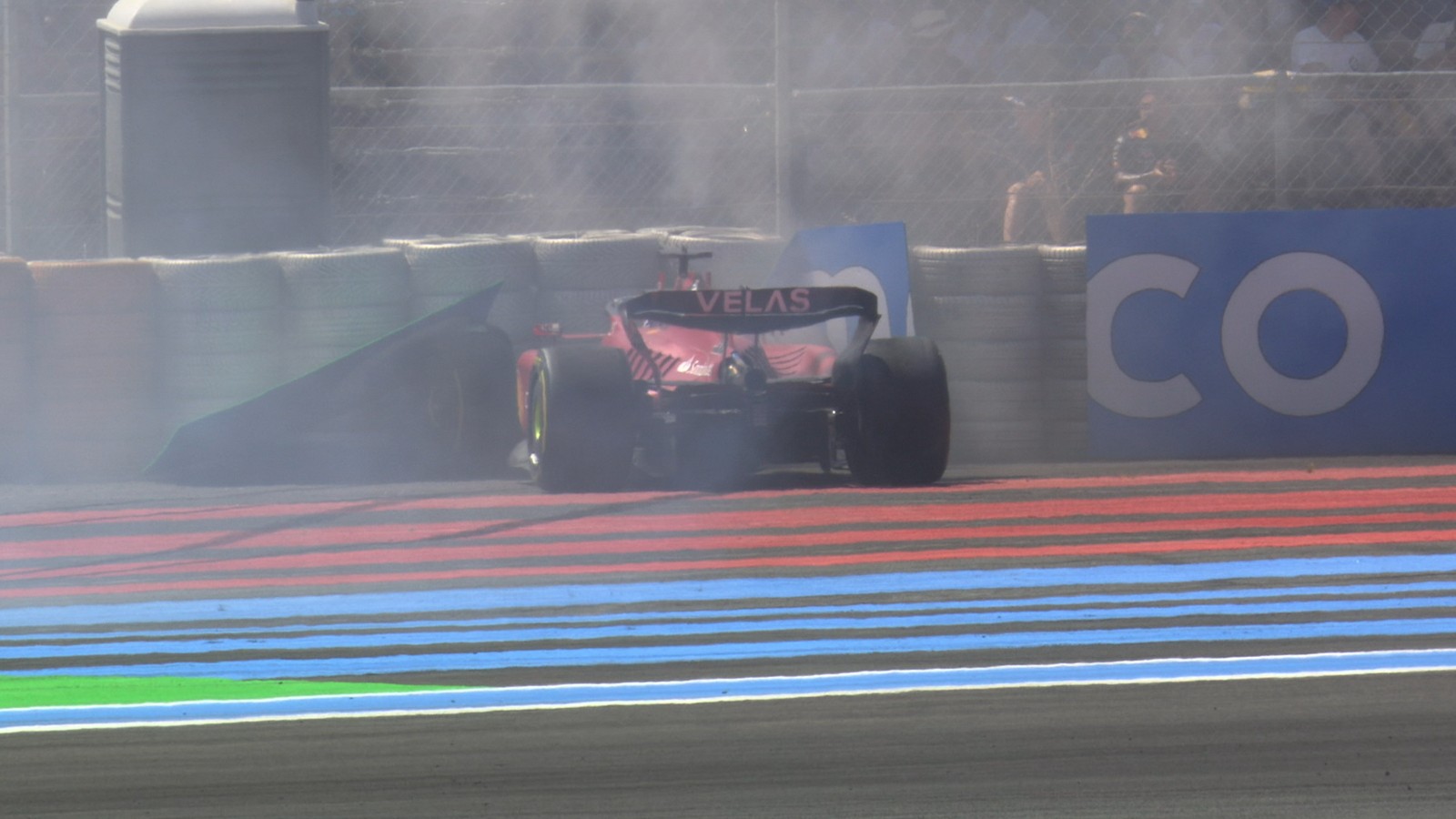 Charles Leclerc, Ferrari, crashes out. France, July 2022.