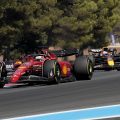 Max Verstappen, Red Bull, chases Charles Leclerc, Ferrari. France, July 2022.