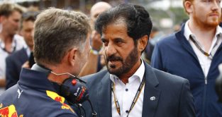 Christian Horner talking to FIA president Mohammed ben Sulayem. Silverstone July 2022.