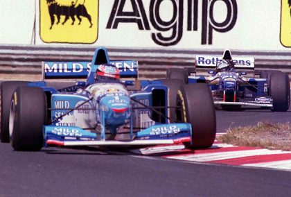 Michael Schumacher and Damon Hill. 1995 Hungarian GP F1 quiz.