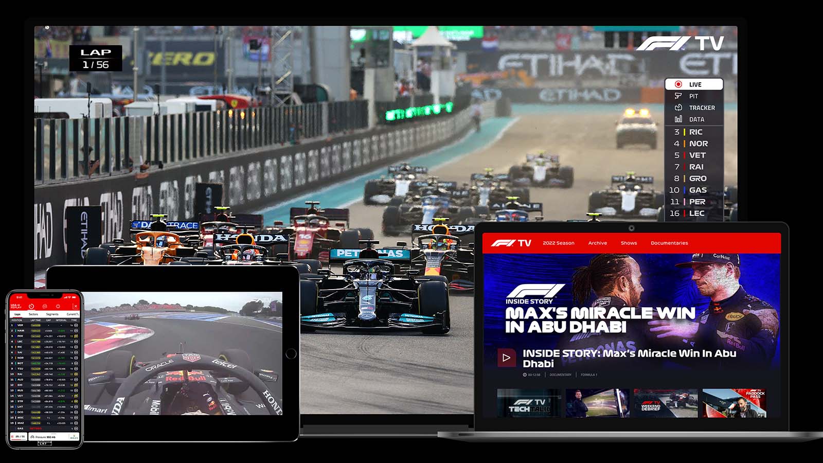 Promo screens for F1 TV
