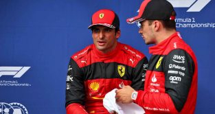Ferrari pair Carlos Sainz and Charles Leclerc. Hungary July 2022.