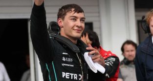 Mercedes driver George Russell after qualifying. Hungary July 2022.