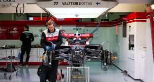 Mechanics build an Alfa Romeo C42 for Valtteri Bottas. Imola April 2022.