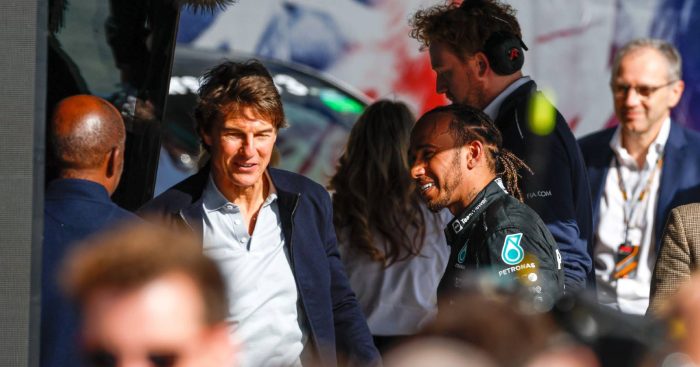 Lewis Hamilton with Tom Cruise at the British GP. Silverstone July 2022.