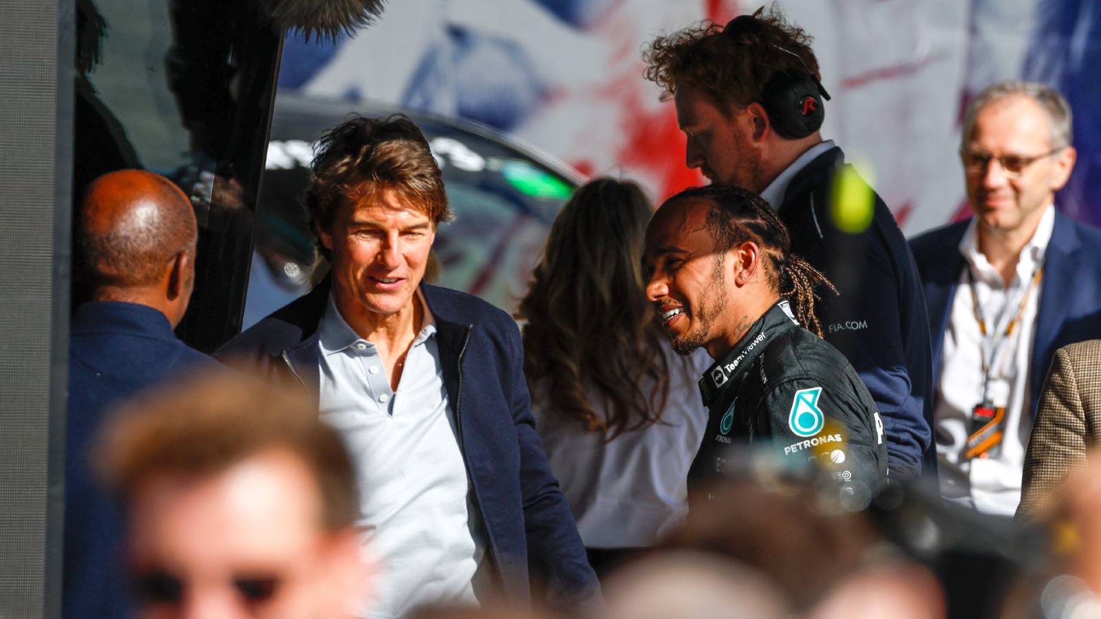 Lewis Hamilton with Tom Cruise at the British GP. Silverstone July 2022.