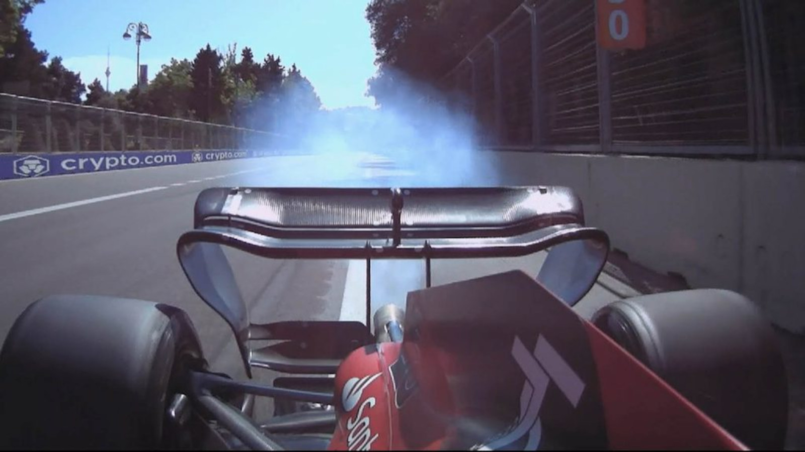 Charles Leclerc's engine blows. Baku June 2022