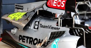 Bodywork for Lewis Hamilton's W13 in the Silverstone pit lane. Britain July 2022