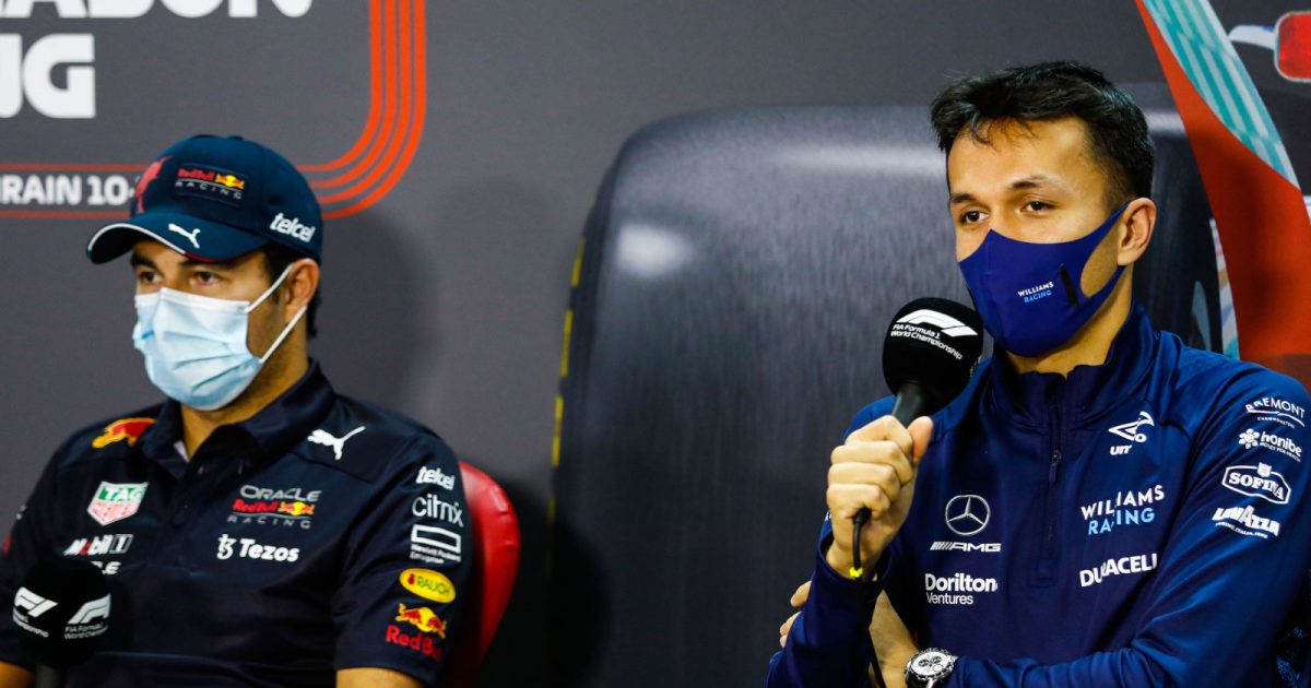 Alex Albon and Sergio Perez in the driver press conference. Bahrain March 2022