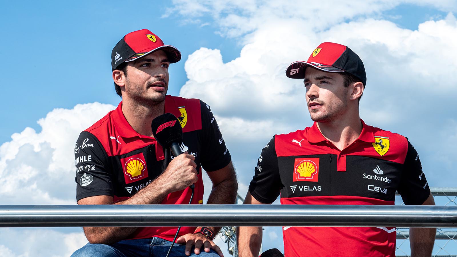 Carlos Sainz and Charles Leclerc on parade track. Hungary July 2022