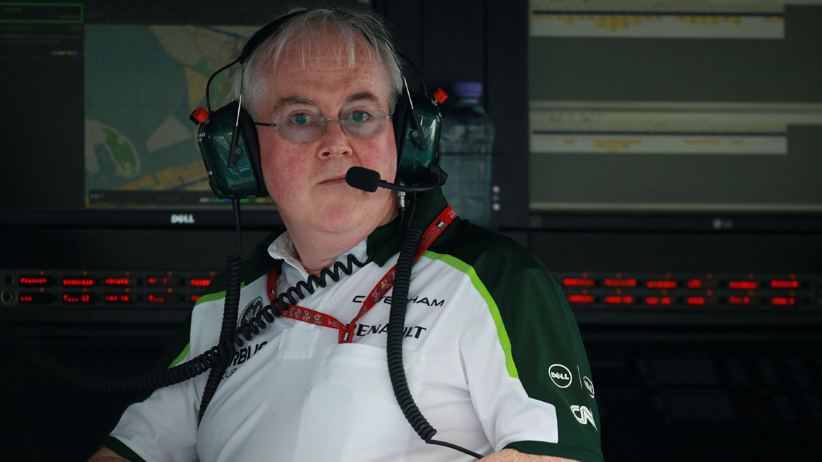 Caterham's Finbarr O' Connell on the pitwall. Abu Dhabi, November 2014.