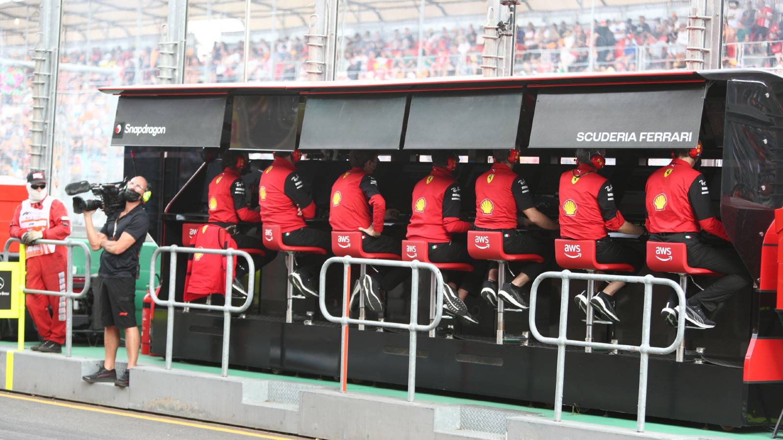 Ferrari pit wall at the Australian GP. Melbourne April 2022.