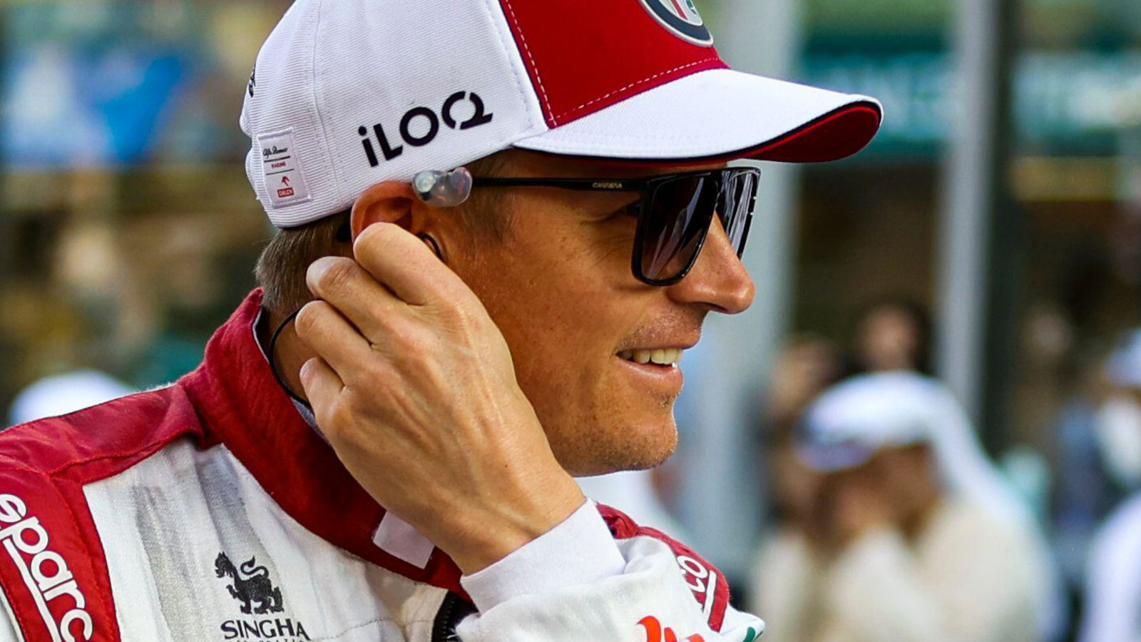 Kimi Raikkonen smiling ahead of his last F1 race. Abu Dhabi December 2021