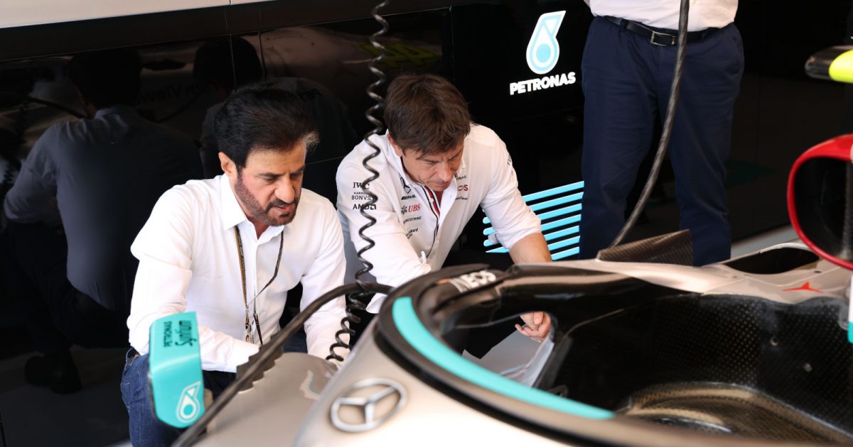 Toto Wolff and FIA president Mohammed Ben Sulayem in the Mercedes garage. Hungary July 2022