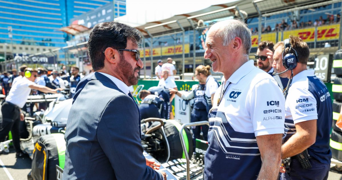Franz Tost speaking with FIA president Mohammed Ben Sulayem. Baku June 2022