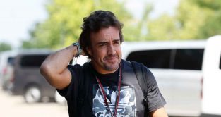 Fernando Alonso arrives. Hungary July 2022.