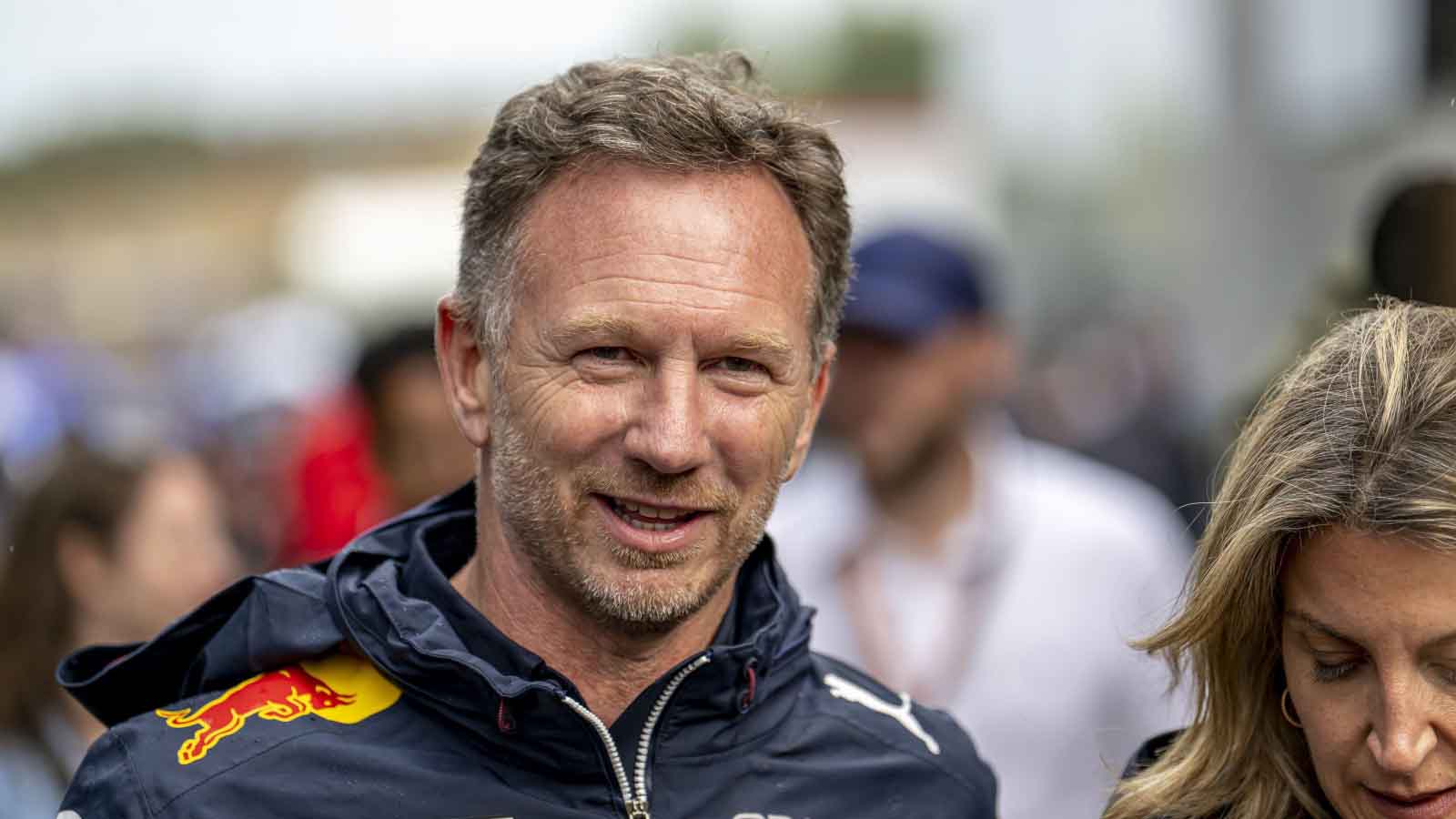 Christian Horner smiles in the paddock. Hungary July 2022.